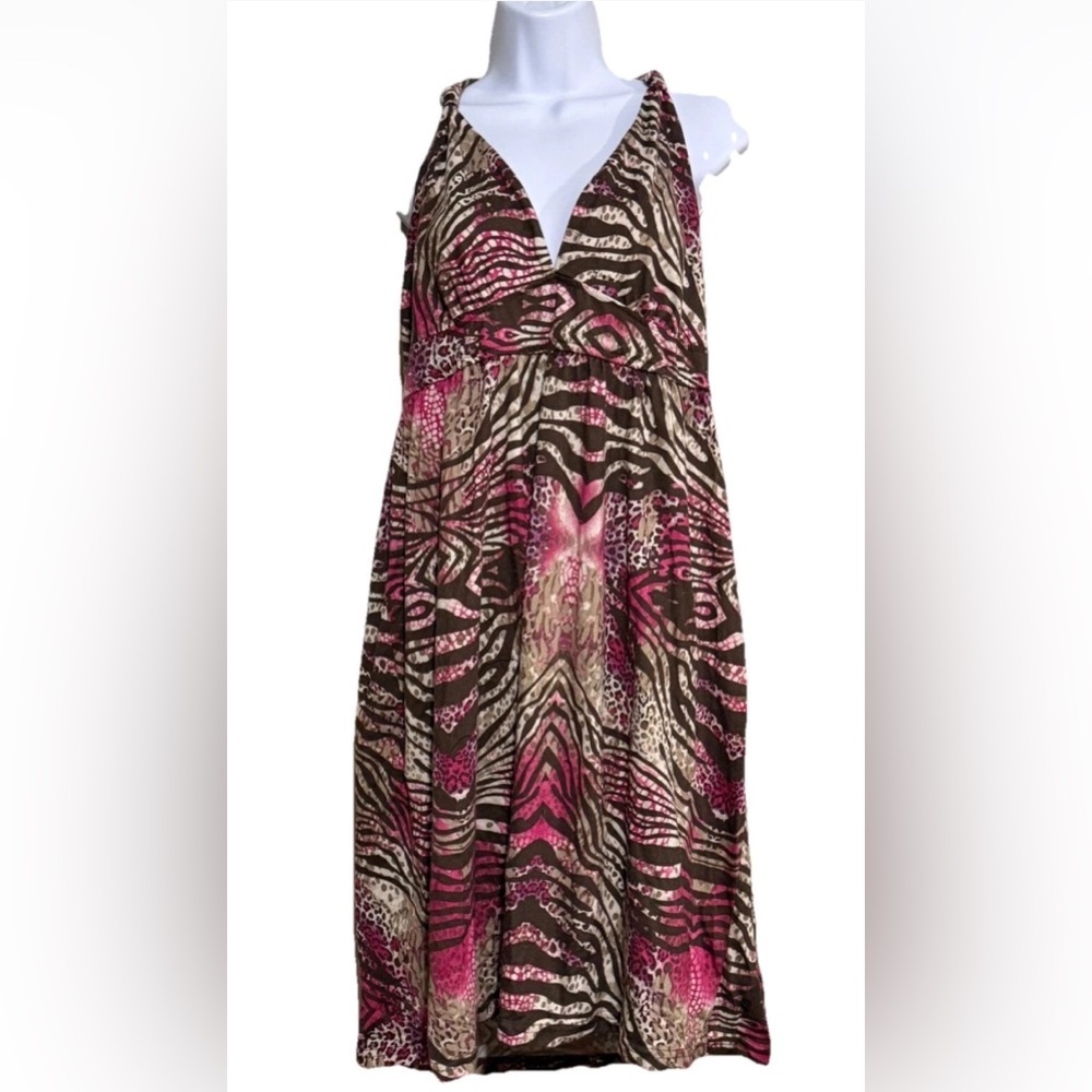 Rainforest Cafe Pink and Brown Animal Print Dress